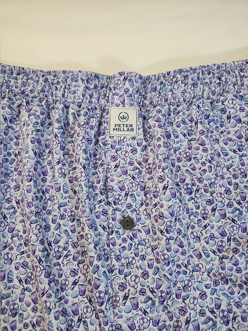 Men's Peter Millar Sleep Shorts Blue purple allover Print Loungewear size M - Picture 3 of 5